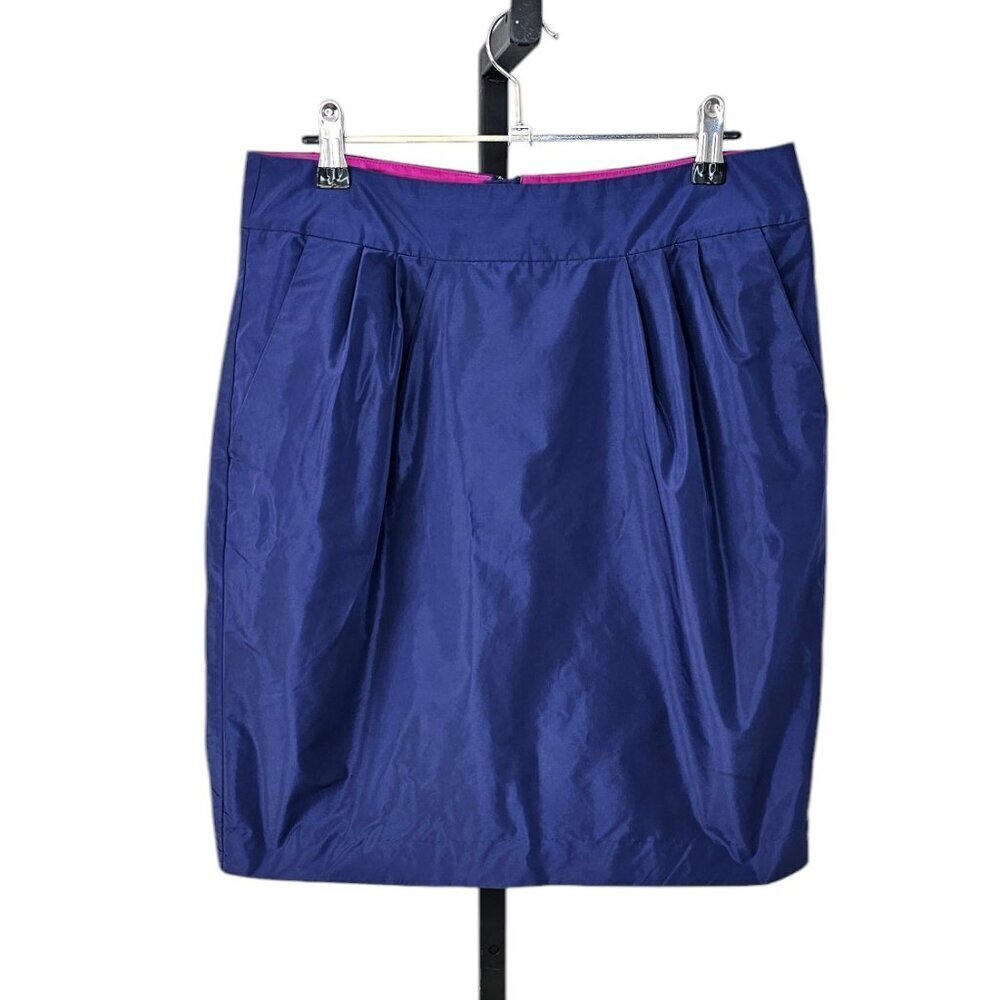 Banana Republic Taffeta Skirt, Shiny Look Pleated Pencil Skirt, Purple, Size 6